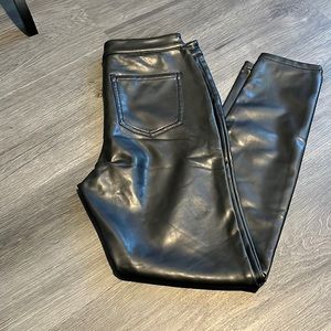Black lined pleather pants